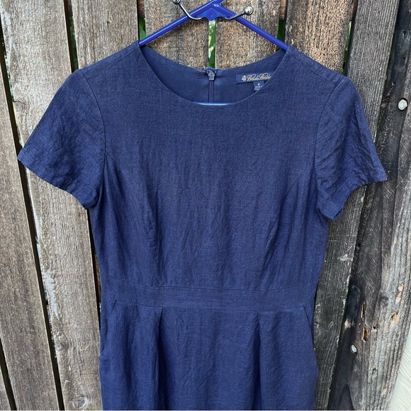 Brooks Brothers Navy Blue Linen Shift Dress Sz 4 - Picture 4 of 14